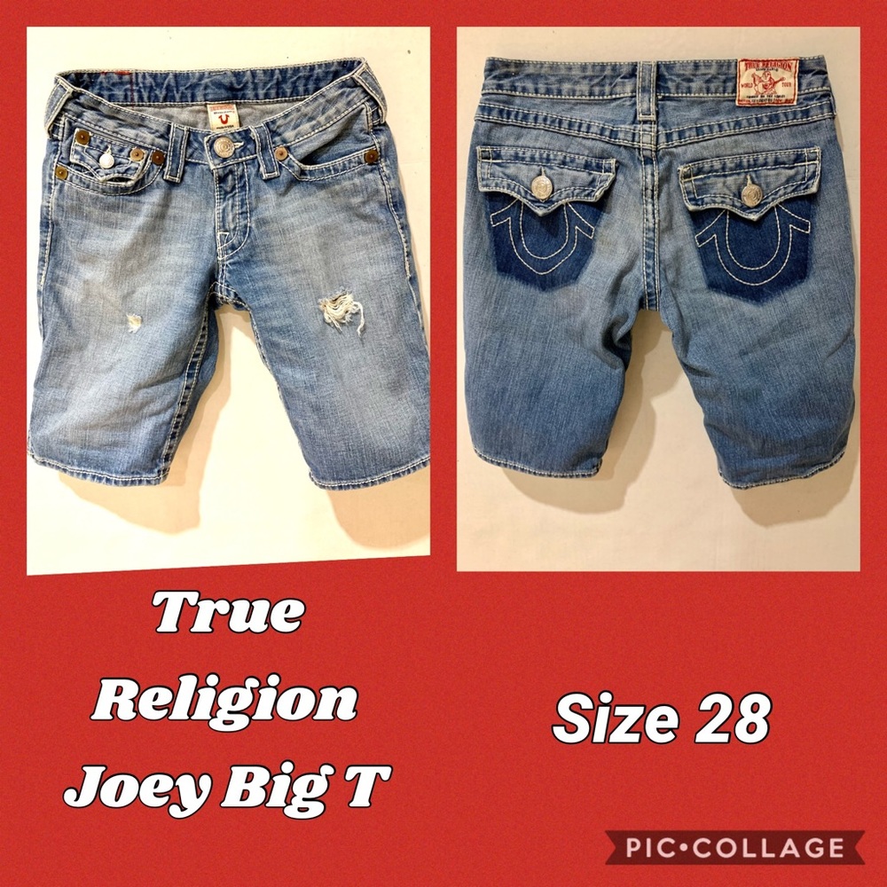 VINTAGE TRUE RELIGION JOEY SHORT BIG T SIZE 28